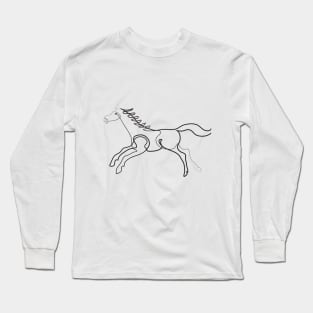 horse drawn in one black line Long Sleeve T-Shirt